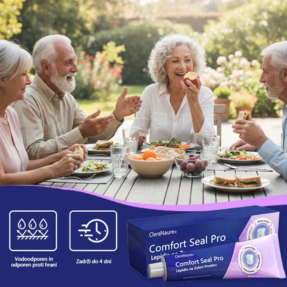 CleraNaure® Comfort Seal Pro • Do 96 ur varne pritrditve • 💧 Vodoodporno • 🌡️ ThermoBond tehnologija • Udobno prileganje 🦷